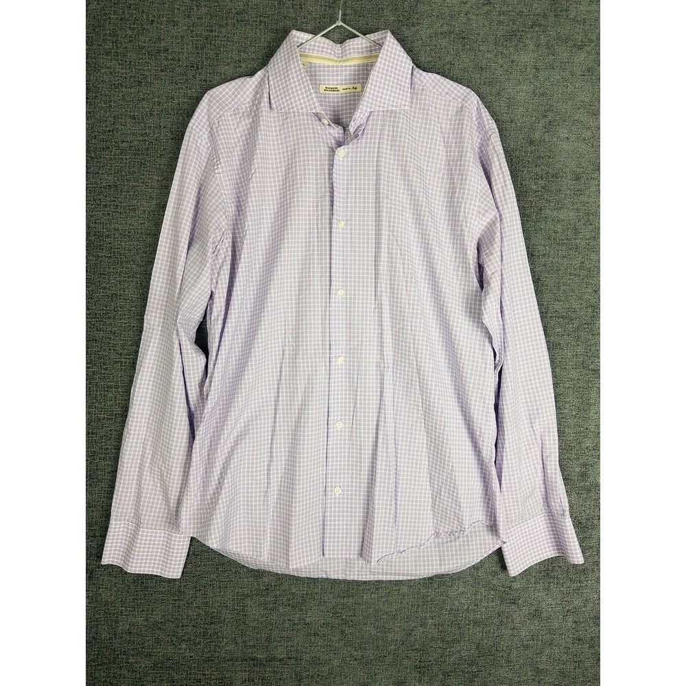 Maurizio Baldassari Button Up Shirt Mens L Lavender Purple Plaid Cotton Italy